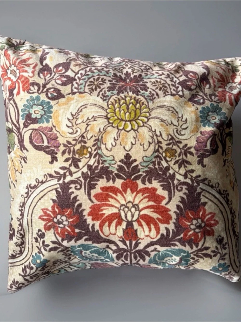 Pottery barn Joules Cream Floral Damask Velvet Accent Pillow Cover
